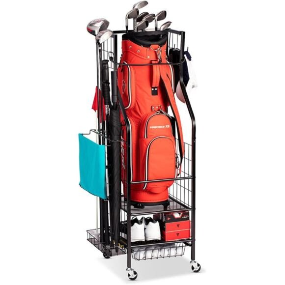 Golf Bags Storage Garage Organizer - Golf Bag Stand Fit Single Golf Bags - Picture 1 of 7